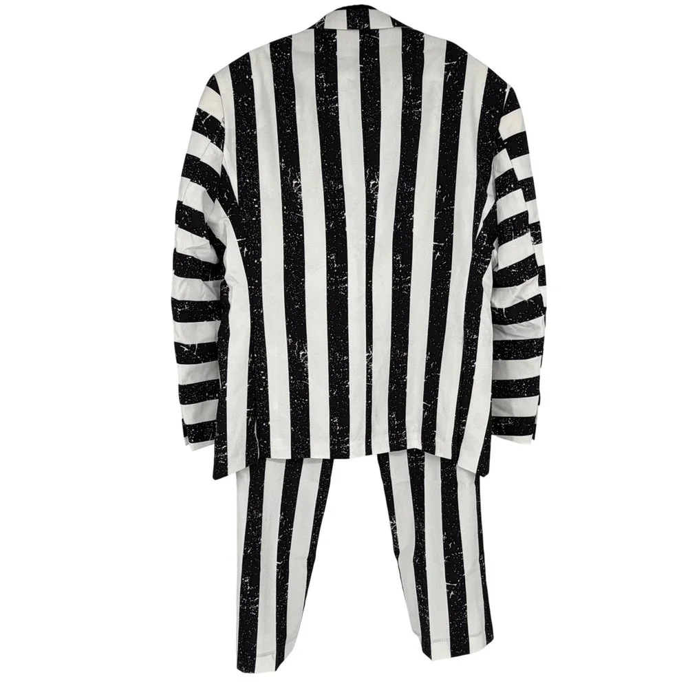 OppoSuits Beetlejuice Men's Suit Size 48 Black White Striped Costume 2 Piece